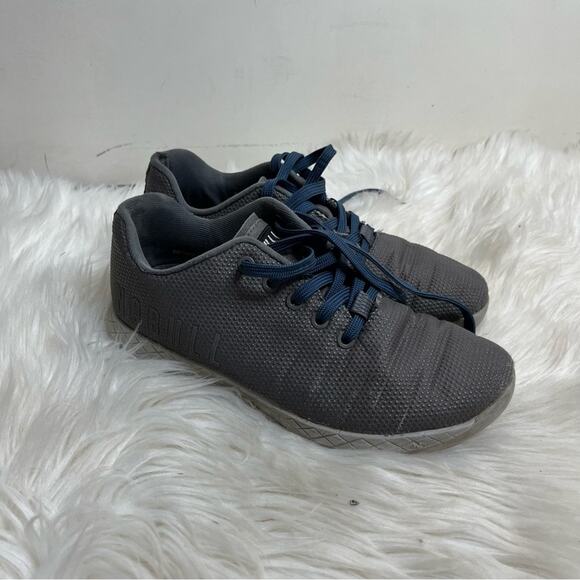 Nobull Gray Textured Blue Laces Lace Up Athletic Trainers Size 8 - Picture 1 of 8